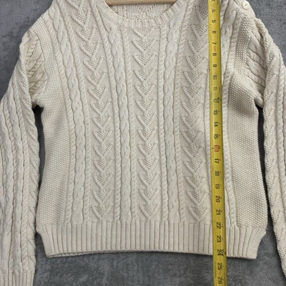 Polo Ralph Lauren Sweater Women's Large Beige Chunky Fisherman Knit Preppy - Picture 2 of 11